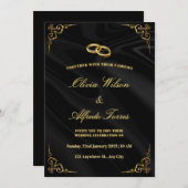 Elegant Black and Gold Wedding Invitation 招待状 (正面/裏面)