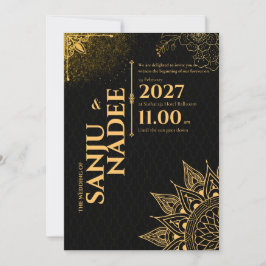 ​Elegant Black and Gold Wedding Invitation 招待状