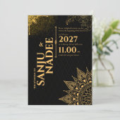​Elegant Black and Gold Wedding Invitation 招待状 (スタンド正面)