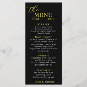Elegant Black and Gold Wedding Menu Card メニュー (正面)