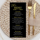 Elegant Black and Gold Wedding Menu Card メニュー