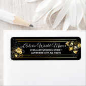 Elegant black and gold wedding return address ラベル (インサイチュ)