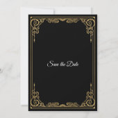 Elegant black and gold wedding save the date 案内状 (裏面)