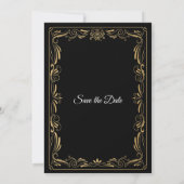 Elegant black and gold wedding save the date 案内状 (裏面)