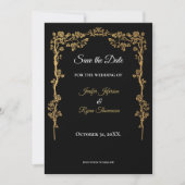 Elegant black and gold wedding save the date 案内状 (正面)