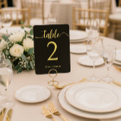 Elegant Black and Gold Wedding Table Number 台座サイン