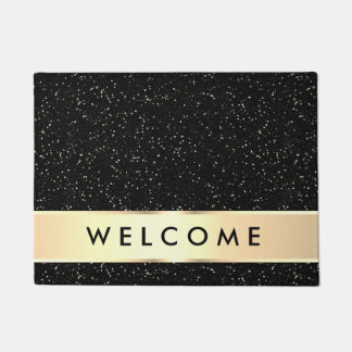 Elegant Black And Gold Welcome ドアマット