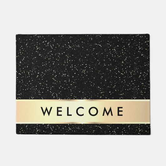Elegant Black And Gold Welcome ドアマット (正面)