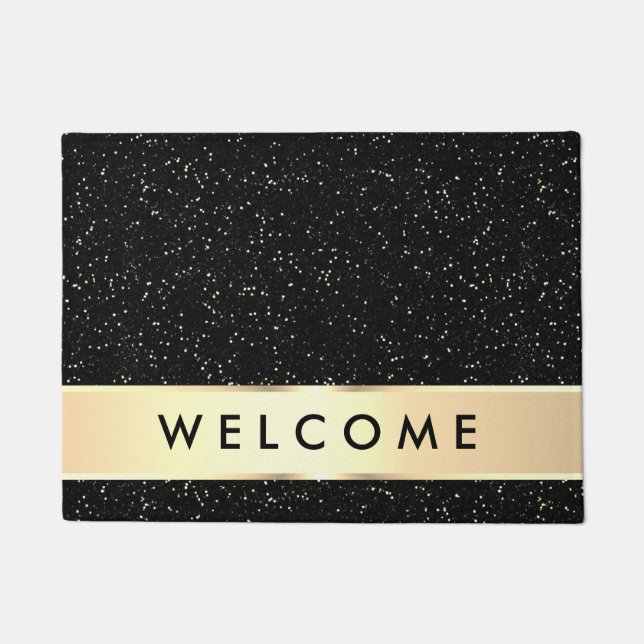 Elegant Black And Gold Welcome ドアマット (正面)