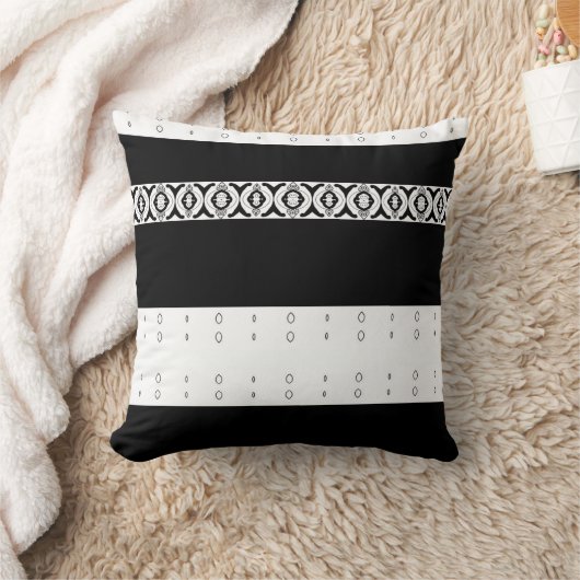 Elegant Black and Ivory Geometric クッション (ブランケット)