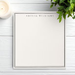 Elegant Black and Ivory Minimalist Two Border ノートパッド<br><div class="desc">Create your own personalized notepads with black elegant chic typography monogram name and two border line design on ivory color.</div>