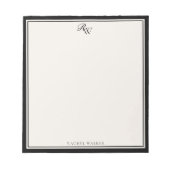 Elegant Black and Ivory Monogram Two Border ノートパッド (正面)