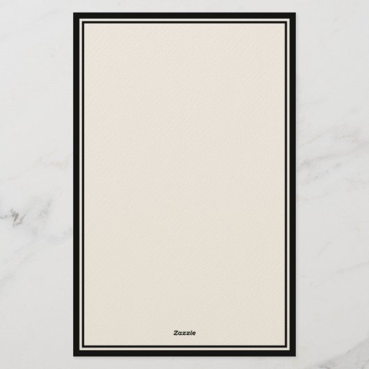 Elegant Black and Ivory Monogram Two Border 便箋 (裏面)