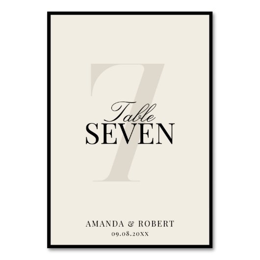 Elegant Black and Ivory Old Money Wedding テーブルナンバー (正面)