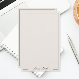 Elegant Black and Ivory Script Monogram 便箋