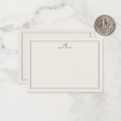 Elegant Black and Ivory Script Monogram Border ノートカード (正面/裏面インサイチュ)