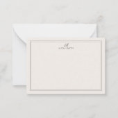 Elegant Black and Ivory Script Monogram Border ノートカード (正面)