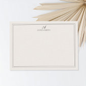 Elegant Black and Ivory Script Monogram Border ノートカード