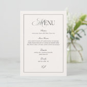 Elegant Black and Ivory Wedding Menu Card 招待状 (スタンド正面)