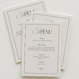 Elegant Black and Ivory Wedding Menu Card 招待状