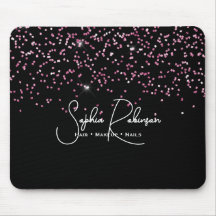Elegant Black and Pink Glitter Salon Business