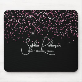 Elegant Black and Pink Glitter Salon Business マウスパッド
