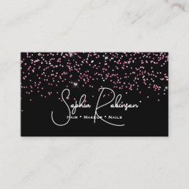 Elegant Black and Pink Glitter Salon Business Card 名刺