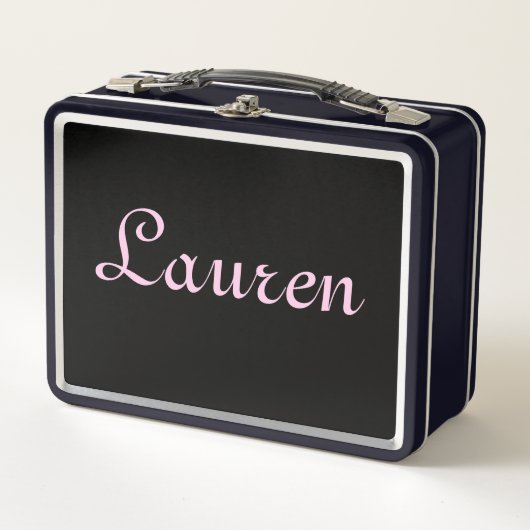 Elegant Black and Pink Metal Lunch Box メタルランチボックス (正面)