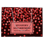 Elegant Black and Red Confetti Birthday ラージペーパーバッグ (裏面)