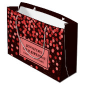 Elegant Black and Red Confetti Birthday ラージペーパーバッグ (裏面アングル)