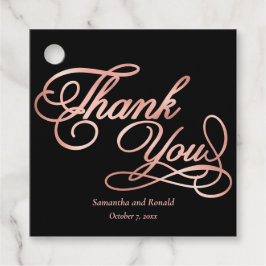 Elegant Black and Rose Gold Calligraphy Thank You フェイバータグ