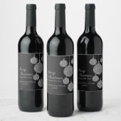 Elegant Black and Silver Christmas Design ワインラベル (ボトル)