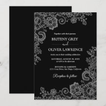 Elegant Black and Silver Floral Lace Wedding 