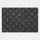 Elegant Black and Silver Glitter Patterns ラッピングペーパーシート (正面3)