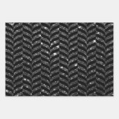 Elegant Black and Silver Glitter Patterns ラッピングペーパーシート (正面2)