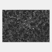 Elegant Black and Silver Glitter Patterns ラッピングペーパーシート (正面)