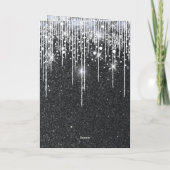 Elegant Black and Silver Sparkle Script Note カード (裏面)