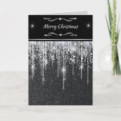 Elegant Black and Silver Sparkle Script Note カード (正面)