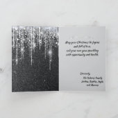 Elegant Black and Silver Sparkle Script Note カード (内部)