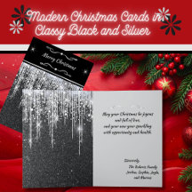 Elegant Black and Silver Sparkle Script Note