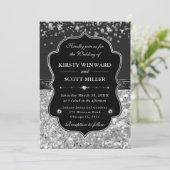 Elegant Black and Silver with Diamonds Wedding 招待状 (スタンド正面)