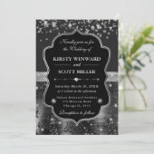 Elegant Black and Silver with Diamonds Wedding 招待状 (スタンド正面)