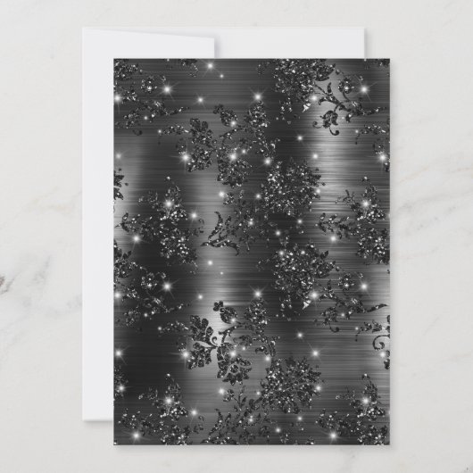 Elegant Black and Silver with Diamonds Wedding 招待状 (裏面)