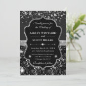 Elegant Black and Silver with Diamonds Wedding 招待状 (スタンド正面)