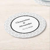 Elegant Black and White Art Deco Style ラウンドペーパーコースター (アングル)