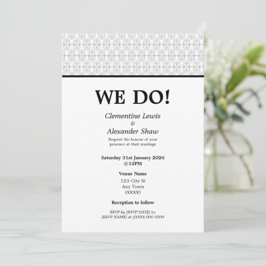 Elegant Black and White Art Deco Style 招待状 (スタンド正面)