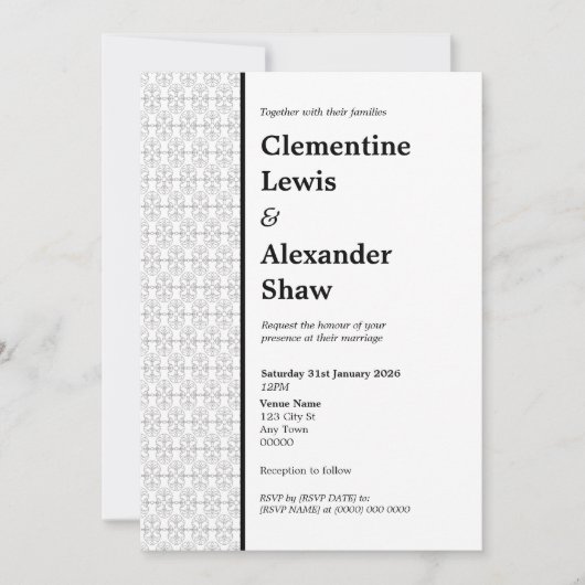 Elegant Black and White Art Deco Style  招待状 (正面)