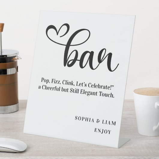 Elegant Black and White Bar Simple Script Wedding 台座サイン (インサイチュ)