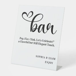 Elegant Black and White Bar Simple Script Wedding 台座サイン
