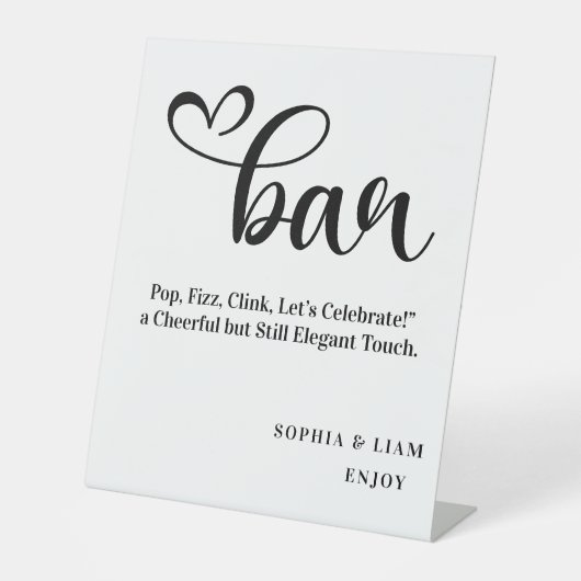 Elegant Black and White Bar Simple Script Wedding 台座サイン (正面)